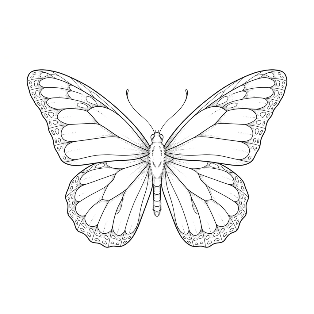 AI generated example: fine line tattoo design, a butterfly with delicate wing vein detail, on a white background